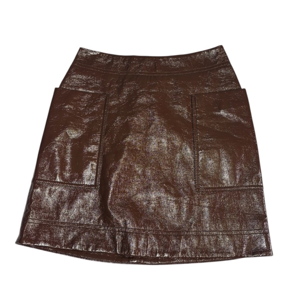 Anthropologie Maeve Faux Leather Mini Skirt Women’s 6 Brown Y2K 90s Retro Mod